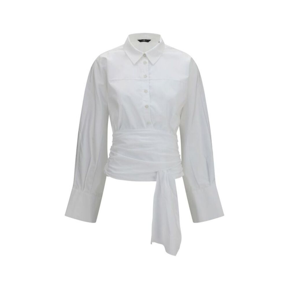 7FOR White Cotton Dress Women's Shirt